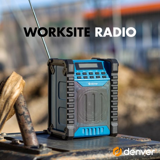 Denver Construction Radio DAB - Bluetooth - avec batterie - AUX - FM - USB-C - résistant aux éclaboussures - WRD60