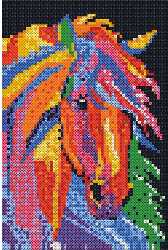 SES Beedz Art - Fantaisie chevaline - 7000 perles de fer - oeuvre d'art en perles de fer - set complet avec plaques de base et feuille de repassage