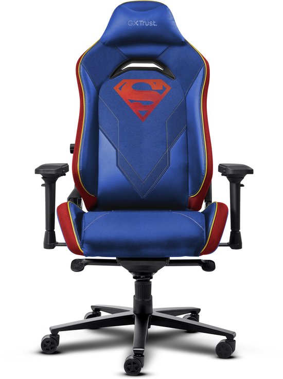 Trust GXT 721SM Ruya Pro Superman Edition - Premium Gaming Chair - Coussin pour la nuque - Support dorsal réglable - Hauteur réglable - Dossier et accoudoirs réglables - Superman Blue