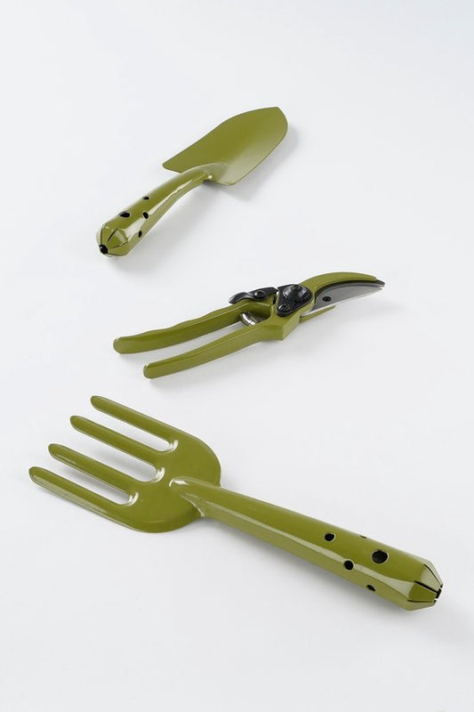 Mica Decorations Outils de jardin - Lot de 3 - Métal - Vert