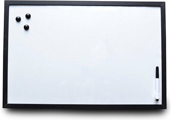 Tableau blanc noir 40 x 60 cm avec marqueur et aimants