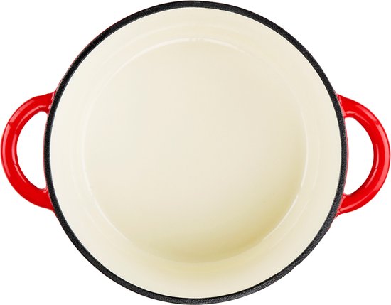 alpina Casserole en fonte avec couvercle - Plaque de cuisson ⌀ 24 cm - Toutes sources de chaleur - Rouge