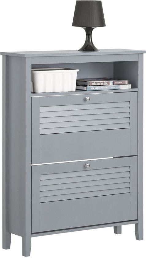 SoBuy FSR152-HG Armoire d'entrée - Gris avec 2 volets et porte-chaussures