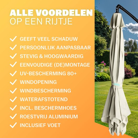 Parasol flottant pliable - Aluminium Ø330cm Protection UV 80+ - Beige