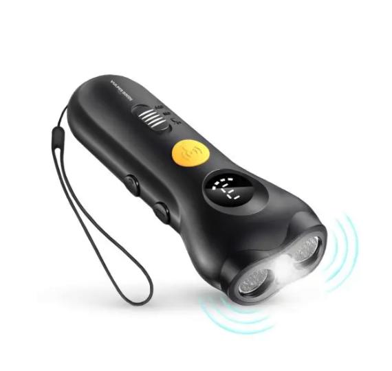 Vulpes Goods® - Dispositif anti-aboiement à ultrasons Elite - 13 x 4,5 cm - 3 modes et fréquences variables, lampe de poche et recharge USB-C - pour le dressage des chiens et la correction de leur comportement - plastique ABS noir