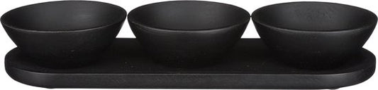 Mica Decorations Bol et plateau Tomar - 200 ml - Bois de manguier 100% FSC - Noir