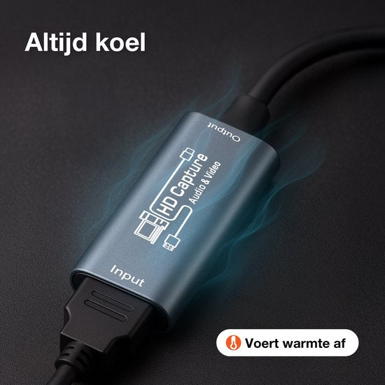 Skoov HDMI Capture Card Incl USB-C Adapter - Enregistrement vidéo/jeu - HDMI vers USB - 1080P HD - Cam link - Video grabber - Streaming
