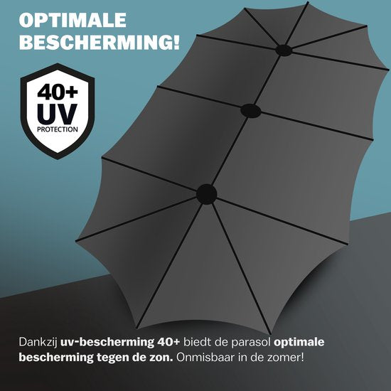 Kingsleeve Parasol double XXL - 460x270cm Protection UV - Anthracite