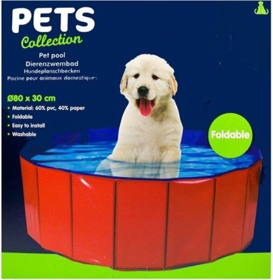 Bassin pour animaux - Ø80x30cm - Bassin pour chiens - Bassin pour animaux - Rouge/Bleu