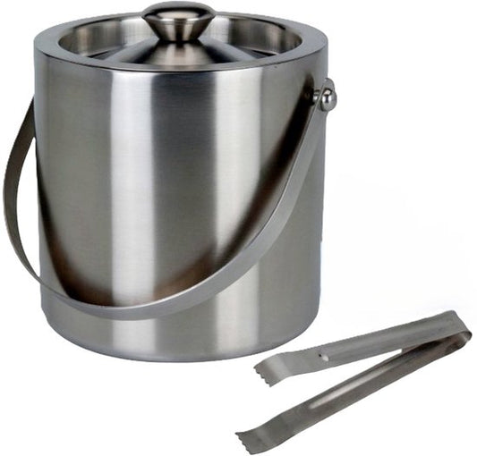 Seau à glace Ceruzo en acier inoxydable - avec barre à glace - Double paroi - Acier inoxydable - 15 cm x 18,5cm -.