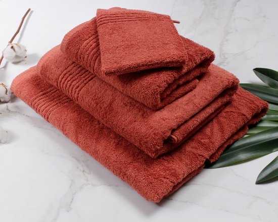 PHLOX Supreme Washcloths 16x21 - set of 6 - Heavyweight 600 g/m2 - Terracotta