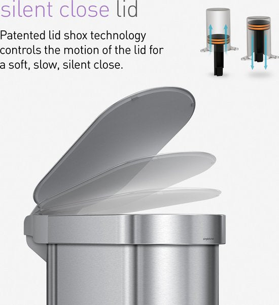 Simplehuman Poubelle - Slim - 45 l - Blanc - acier inoxydable