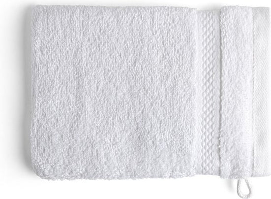 Gants de toilette DoubleDry Hotel 16 x 21 cm - Lot de 6 - 100% coton 500 g/m2 - Doux et absorbant - Blanc