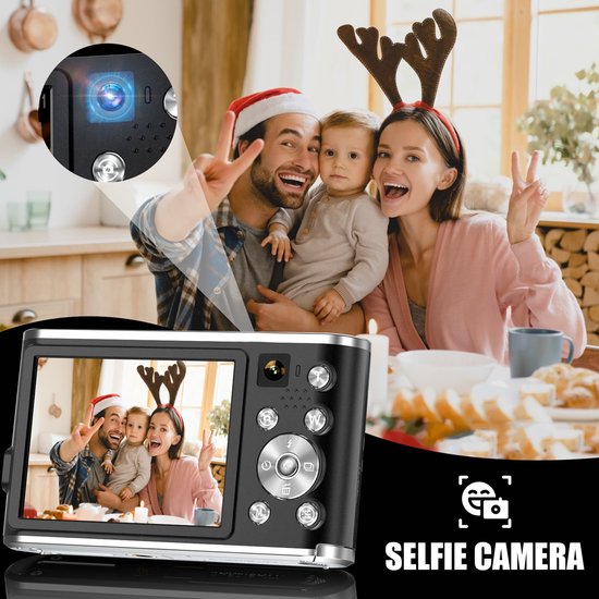 K&L Digital Camera 4K - Appareil photo - Caméra photo - Caméra compacte - Caméra Vlog - Pour les enfants - 64GB inclus - NL Software