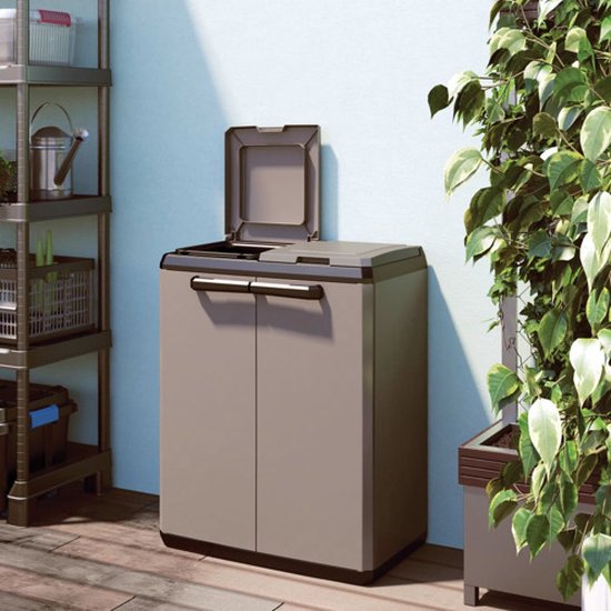 Keter Split Basic Recycling Poubelle d'extérieur - 68x39x85 cm - Gris/Noir
