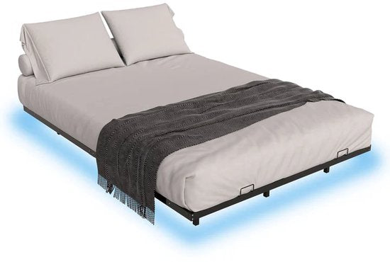 Lit métallique Palamos - 140 x 200 cm - LED incluse - Noir