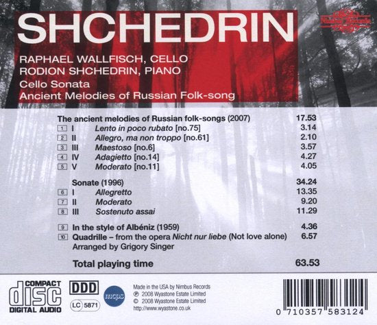 Raphael Wallfisch & Rodion Shchedrin - Shchedrin : Musique pour violoncelle et piano (CD)