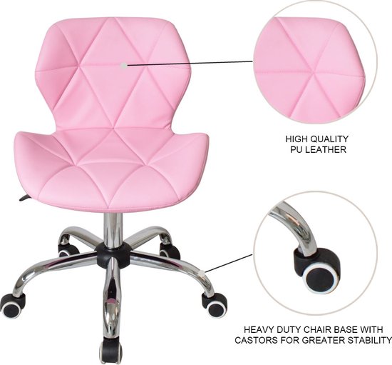 Siège de bureau design moderne - fauteuil de direction - réglable en hauteur - rose