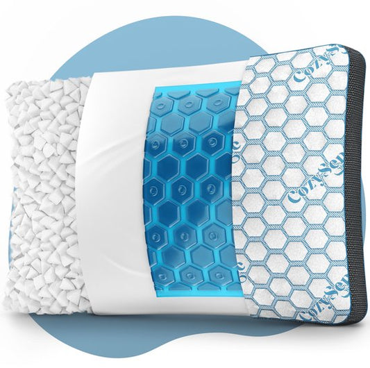 CozySense® PolarGel Pillow - Oreiller contre les douleurs cervicales - Oreiller de sommeil - Coussin Coolgel - Mousse à mémoire de forme remplissable - Dormir sur le côté, sur le dos et sur le ventre