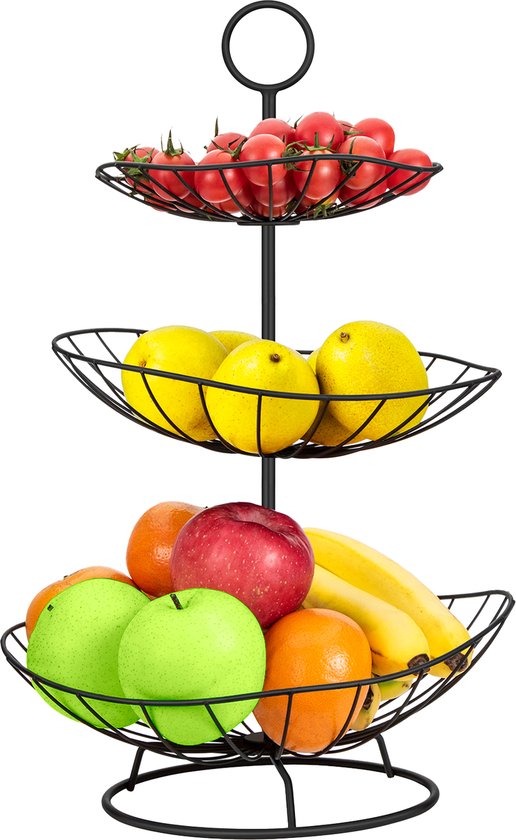 Vaive Chic Fruit Bowl 3 layer - Fruit Etagere - Fruit basket - Etagères - Black