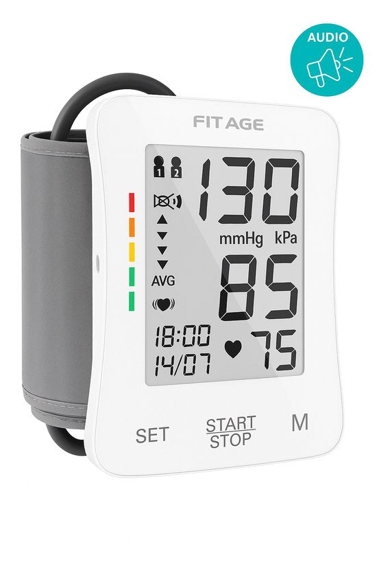 FITAGE Medical Tensiomètre pour le bras - Tensiomètres - Cardiofréquencemètre - Tensiomètre - Brassard 22-42cm - BLANC