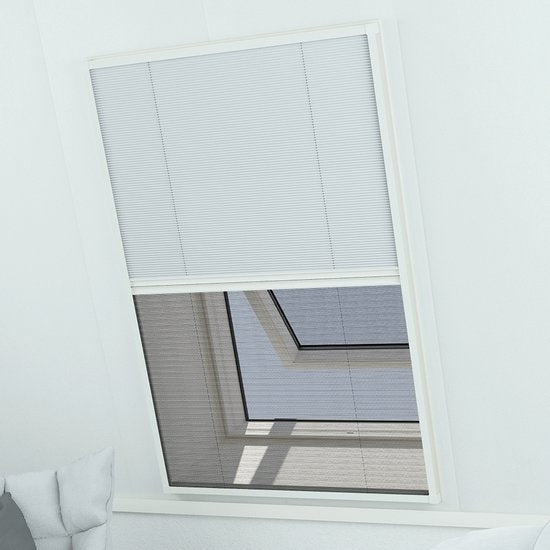 Livn Duoplisse Raamhor Plus 114 x 160 cm Blanc - Moustiquaire et occultant tout-en-un pour fenêtres de toit - Facile à découper sur mesure - Pour une ouverture maximale de 109 x 155 cm