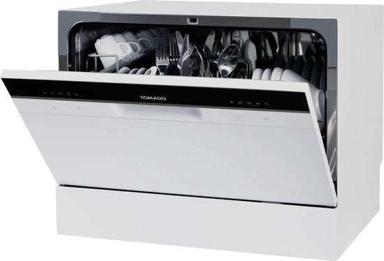 Tomado TDW5501W - Mini lave-vaisselle - Petit lave-vaisselle - Pose libre - 6 couverts - 5 programmes - Classe énergétique D - Blanc