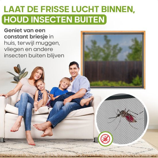 O'DADDY® Window Screen - 130x150 cm - Moustiquaire adaptable - Fibre de verre - Moustiquaire - Polyvalente et facile à installer - Noir