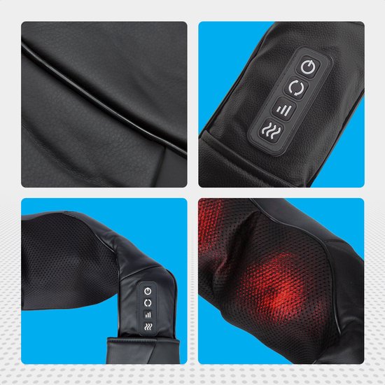Auronic Shiatsu Massage Cushion - Appareil de massage électrique pour la nuque - Appareils de massage - Appareil de massage pour la nuque et les épaules - Infrarouge - Noir