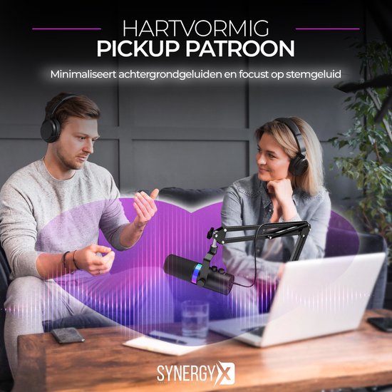 SynergyX SonicFlex Pro ll Microphone - Microphone de jeu USB avec bras XC7 - PC Gaming - Convient pour PC/PS4/PS5 - RGB - Podcast - Gaming - Streaming - Noir