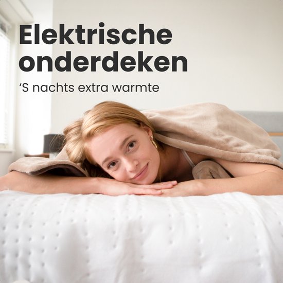 Couverture électrique Auronic XL - 190x160 cm - 2 personnes - drap-housse avec sangles élastiques - Couverture chauffante - Blanc