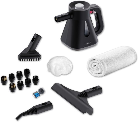 Techweise TS Compact Handheld Steam Cleaner - 15 Accessories - 1200W 2.6 Bar- Wet & Dry function - Handheld Steam Cleaner