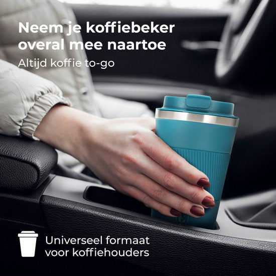 Tasse thermos Castagnola - Tasse à café à emporter - Tasse de voyage pour café et thé - Tasse à thé - 380 ML - acier inoxydable - Bleu