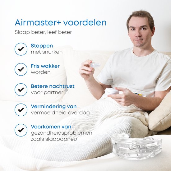 Attelle anti-ronflement - PRO+ - Boîte et livre inclus - Réglable - Pour une bonne nuit de sommeil - Mors de dents - Mors de dents - Transparent sans BPA - Alyze