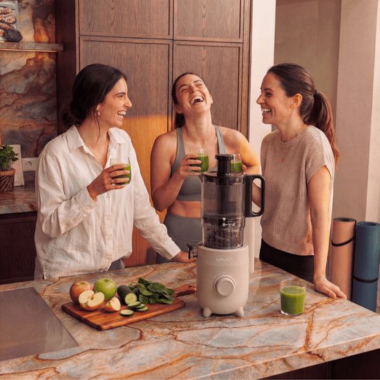 Safecourt Kitchen Slow Juicer - moteur puissant [Technologie de pré-coupe et de pression à froid] - nettoyage facile - sans BPA - juicer Beige