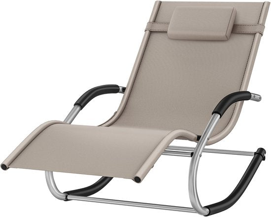 tectake® Lounger Taya - Chaise longue ergonomique pour le jardin, la terrasse, le balcon - Fauteuil de relaxation avec fonction de balancement - Chaise de jardin avec accoudoirs confortables, appui-tête et compartiment de rangement - Résistant aux intempé