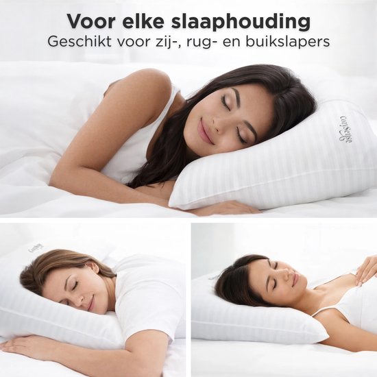 CozySense® Pillow - Lot de 2 - 50x70 CM - Oreiller de sommeil avec mousse à mémoire de forme - rembourrage ajustable et housse amovible 100% coton - Oreiller - Pour les dormeurs sur le côté, le ventre et le dos