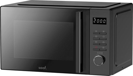 Micro-ondes combiné - 25L - Micro-ondes combiné à poser - Fonction gril et air chaud - 10 programmes de cuisson - Minuteur numérique et sécurité enfant - 900W - Noir - Saaf