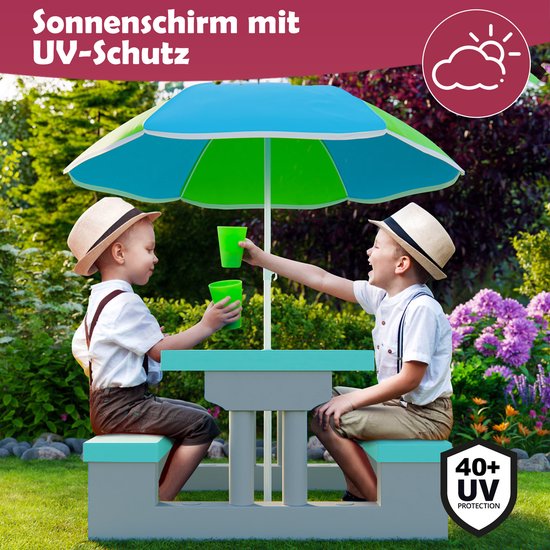 Spielwerk Jeu de jardin pour enfants - parasol inclus protection UV - Gris menthe