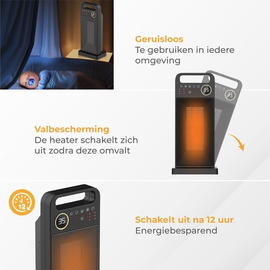 Nuvance - Réchaud électrique - 2000W - Réchaud de terrasse - Réchaud céramique - Réchaud à ventilateur - Chauffage électrique