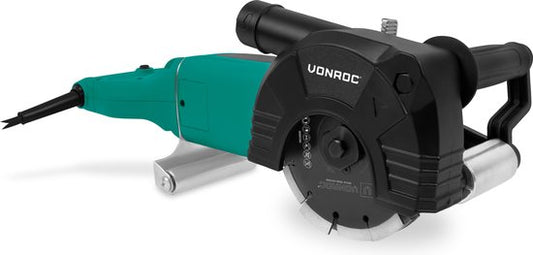 VONROC PRO Trencher- Wall Router - 2400W -150MM - Lame 3-en-1. - Adaptateur pour aspirateur inclus