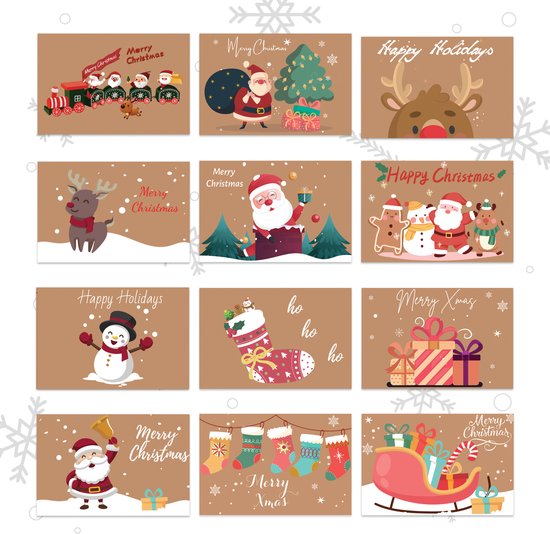 Giftmas Cartes de Noël - Cartes de vœux - 36 pièces - Avec enveloppes et autocollants - 10x15cm