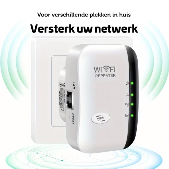Garpex® Prise d'amplification WiFi - Signal fort - 300Mbps - Câble Ethernet inclus - Répéteur - 300Mbps