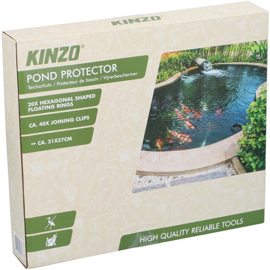 Kinzo protecteur d'étang - 20x pièces - noir - 31 x 27 cm - grilles flottantes - contre les hérons et les chats