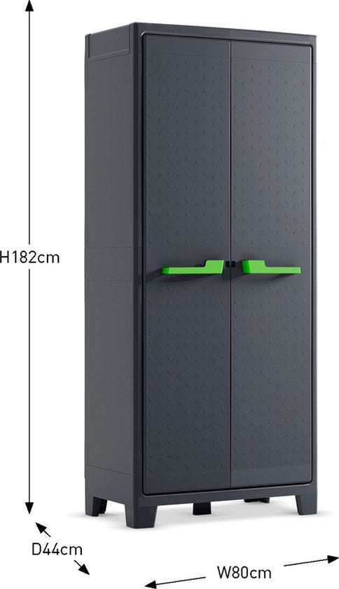 Keter Moby - Armoire haute - 4 étagères - 150kg max - 80x44x182 cm - Plastique - Anthracite