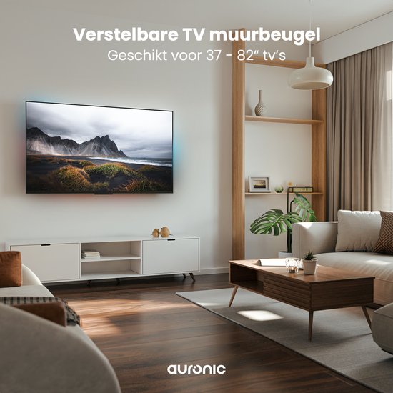 Auronic TV Bracket - Support mural pour TV - Inclinable - 37 à 82 pouces - Jusqu'à 60 kg - Noir