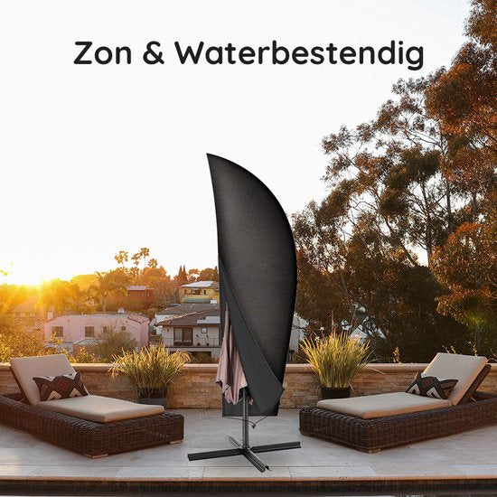 Volcan Housse pour Parasol Flottant - Jusqu'à 400cm - Imperméable - Oxford 420D - Avec fermeture éclair, cordon de serrage, mât et housse de rangement - Noir