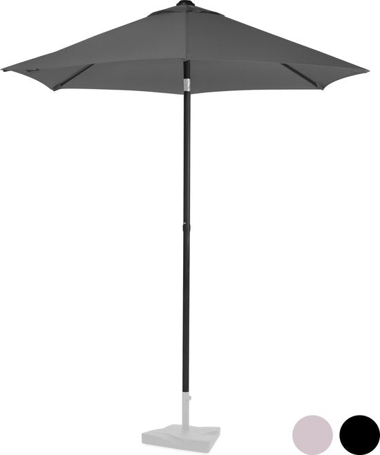 Parasol Premium - VONROC - Ø200cm - Toile résistante aux UV - Housse de protection incluse - Gris