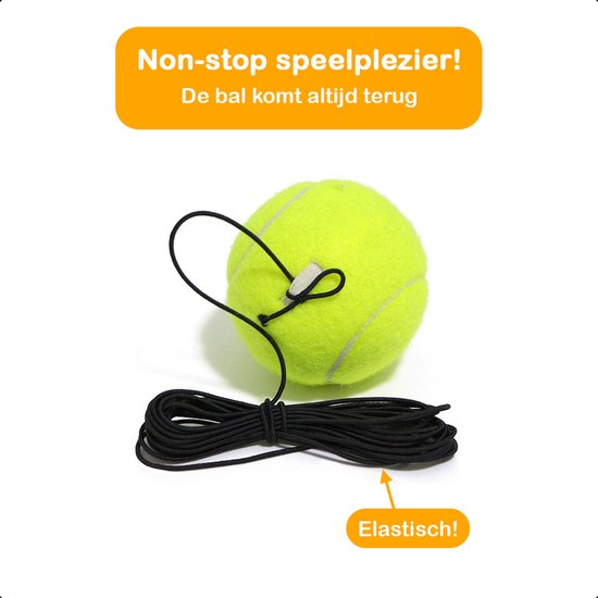 Perche de tennis - Entraîneur de tennis - Set avec élastique et balle de tennis - Orange - Pour le jardin - Enfants - Classique - Pro - Vacances - Adultes