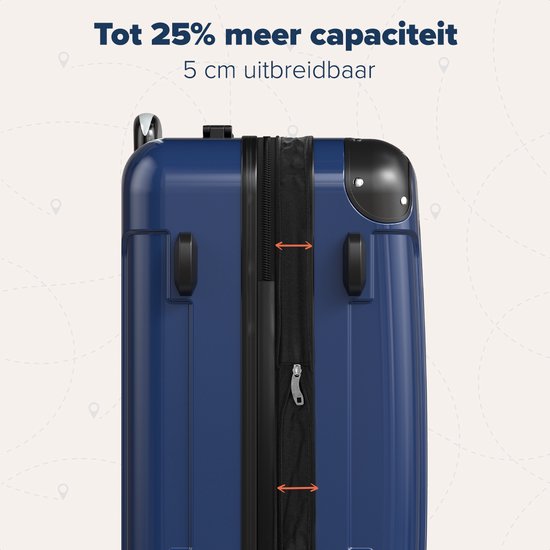 TRVLMORE Valise à main - 45L - Serrure TSA - Léger - Extensible - Trolley - 54x36x22cm - Bleu foncé